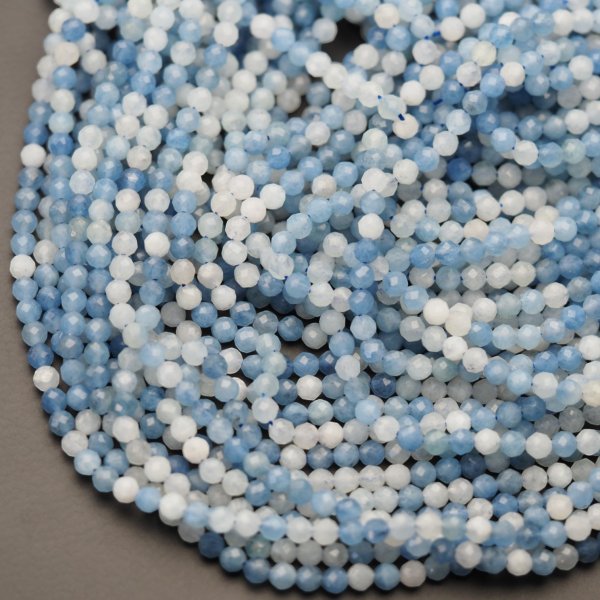 Akwamaryn Fasetowany kulki 3 mm (sznur)