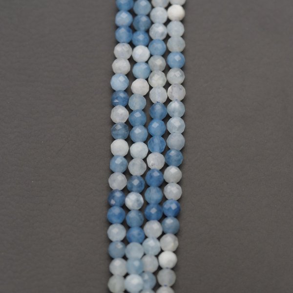 Akwamaryn Fasetowany kulki 3 mm (sznur)