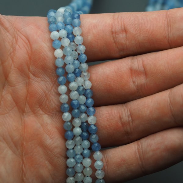 Akwamaryn Fasetowany kulki 3 mm (sznur)