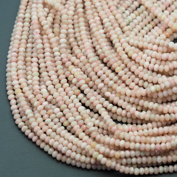 Opal Różowy fasetowane oponki 3,8x2,6 mm (sznur)