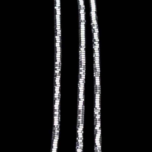 Hematyt sześciokąt 3x1 mm srebrny (sznur)