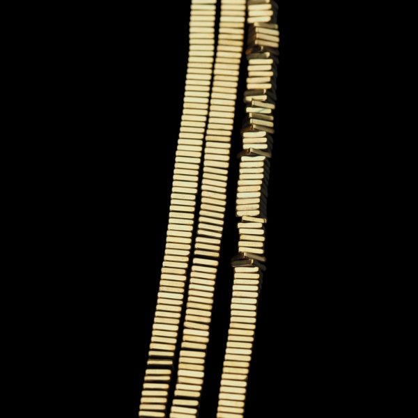 Hematyt złocony AU kwadrat 4x1 mm (sznur)