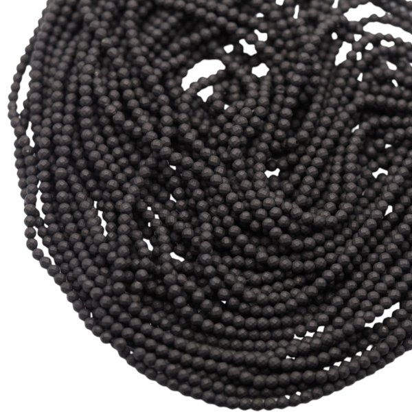 Hematyt czarny matowy fasetowane kulki 3mm (sznur)