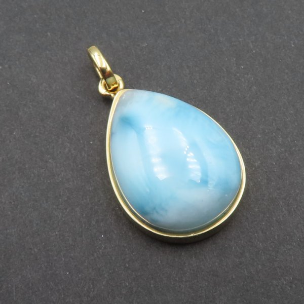 Larimar i srebro złocone - zawieszka łza