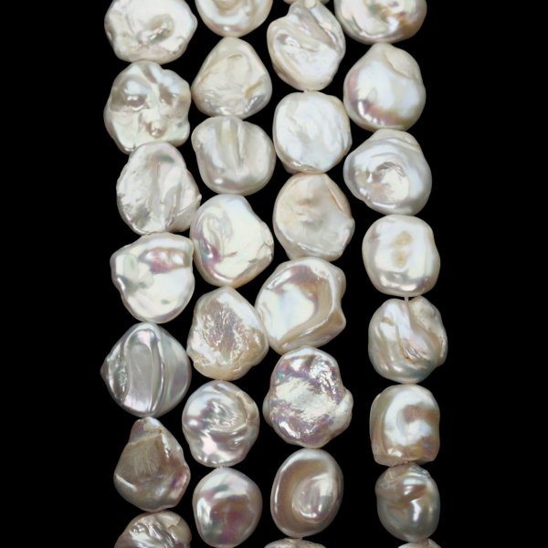Perły Naturalne Hodowane białe tabletki 15-16 mm nr 460/1 (sznur 40 cm)