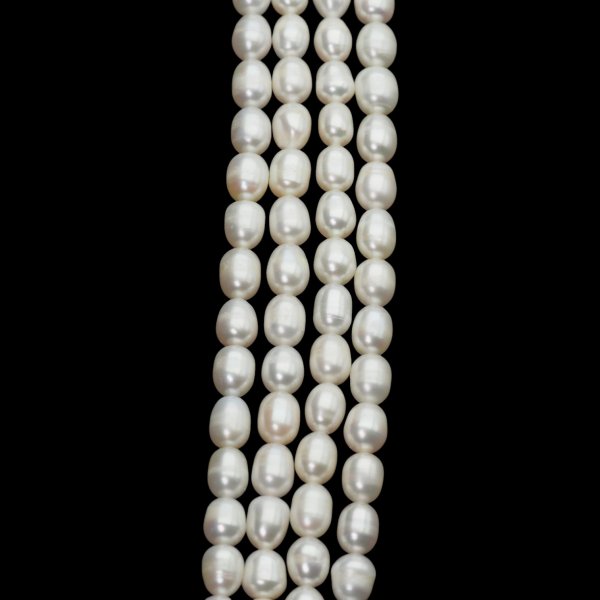Perły Naturalne Hodowane białe ryż 7 mm nr 462 mm (sznur 35 cm)