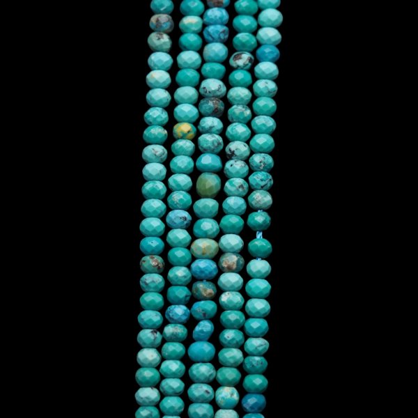 Turkus oponki 4x3 mm fasetowany naturalny (sznur)