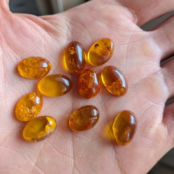 Bursztyn koniakowy kaboszony owalne 14x10 mm – pakiet 10 szt.