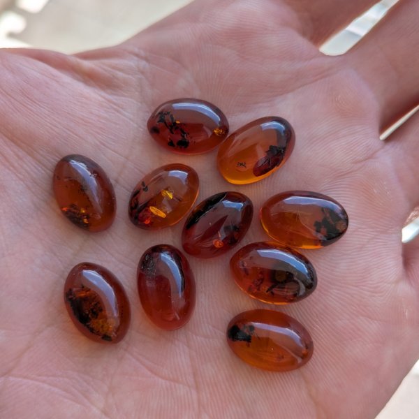 Bursztyn koniakowy kaboszony owalne 15x10 mm – pakiet 10 szt.