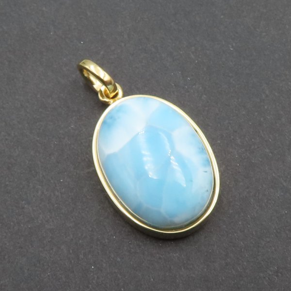 Larimar i srebro złocone - zawieszka łza