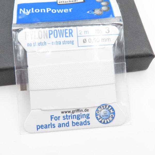 Nici Nylonowe białe z igłą - 0,5mm/2 metry