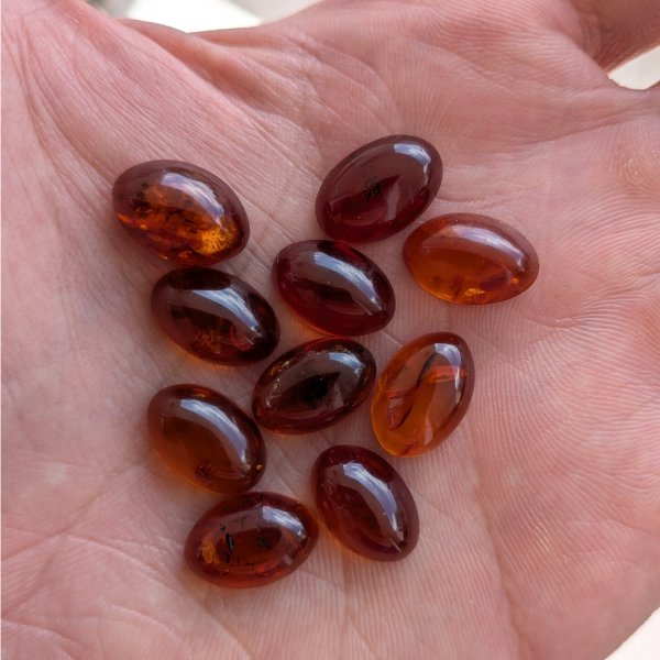Bursztyn koniakowy kaboszony owalne 15x10 mm – pakiet 10 szt.