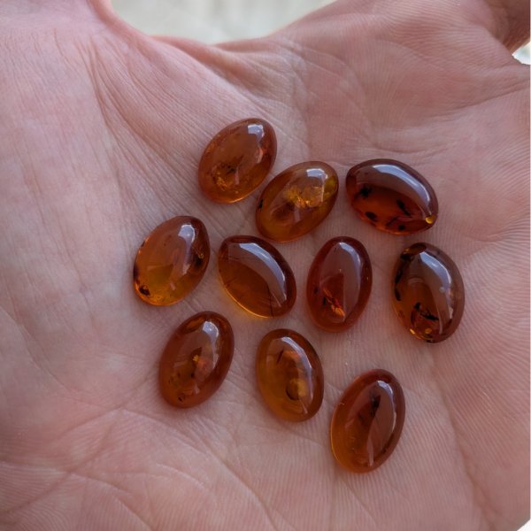 Bursztyn koniakowy kaboszony owalne 14x10 mm – pakiet 10 szt.