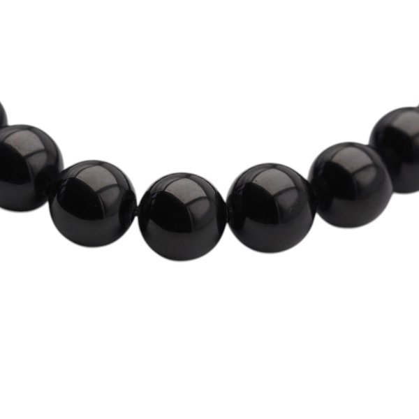 Bransoletka 19 cm z czarnego Turmalinu – elastyczna, kulki 9 mm