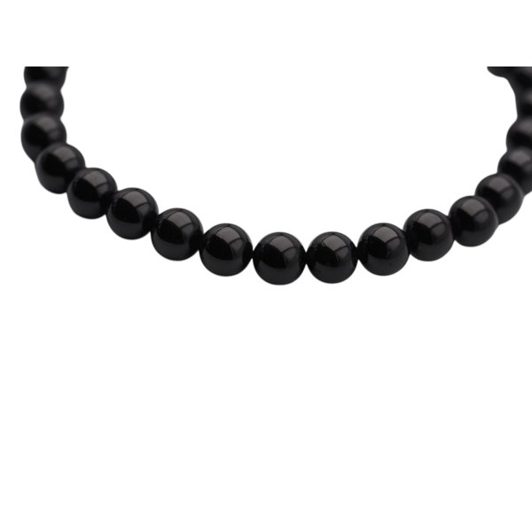 Bransoletka z czarnego Turmalinu – elastyczna, kulki 6,5 mm