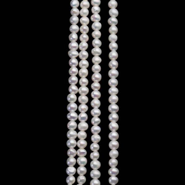 Perły Naturalne Hodowane białe ryż 3-3,5 mm nr 465 mm (sznur 38 cm)