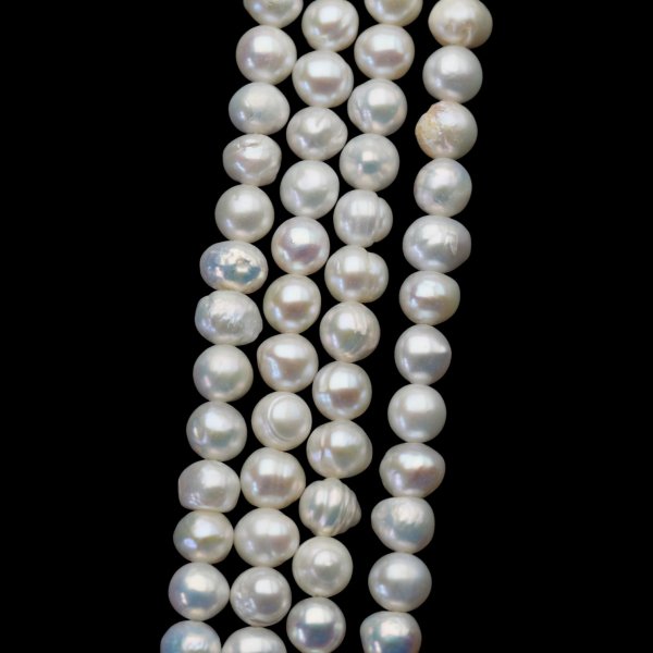 Perły Naturalne Hodowane białe 5-6 mm nr 466 mm (sznur 37,5 cm)