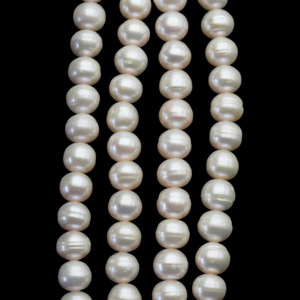 Perły Naturalne Hodowane białe 7-8 mm nr 473 mm (sznur 39 cm)