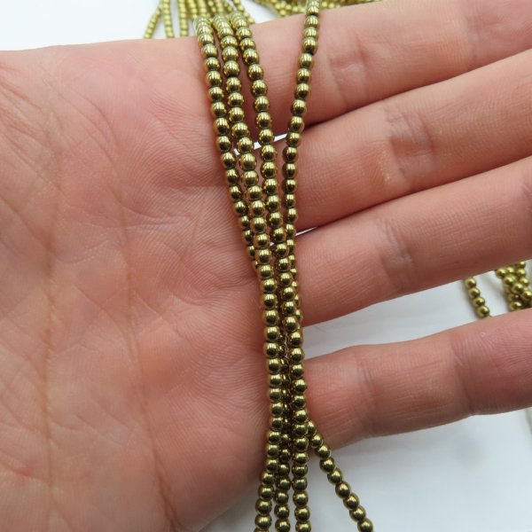 Hematyt złoty kulki 3 mm (sznur)