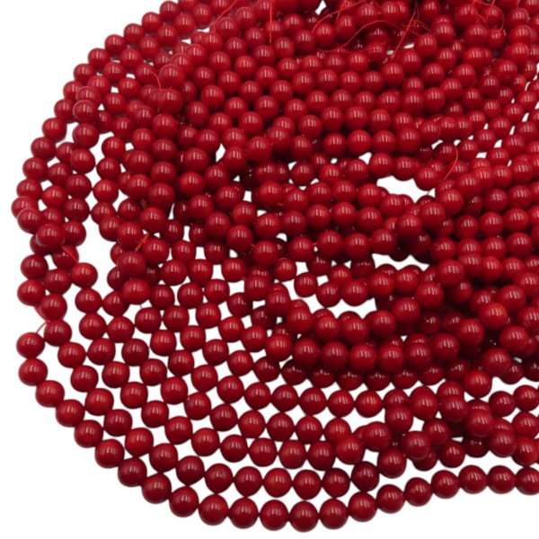 Koral czerwony polerowane kulki 7,5 mm (sznur 39,5 cm) wysoka jakość