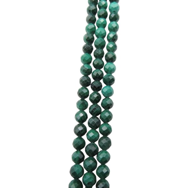 Malachit - fasetowane kulki 4,3 mm (sznur)