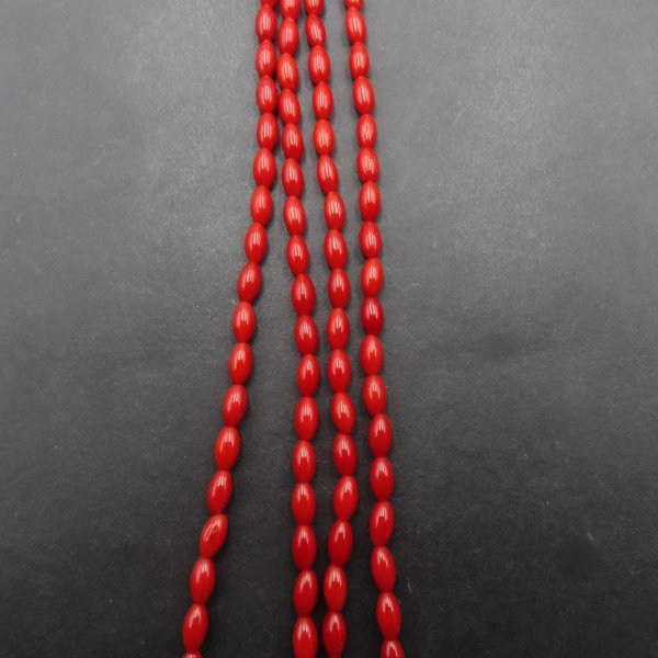 Koral czerwony ryż 6x3 mm – sznur ok. 38 cm