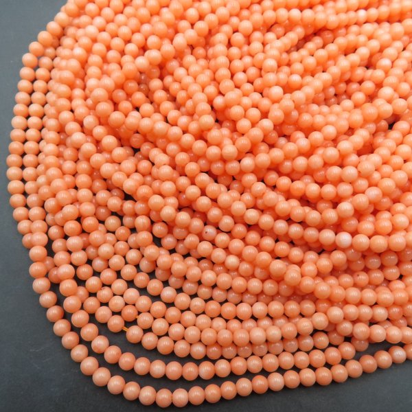 Koral pomarańczowy polerowane kulki 4 mm (sznur)
