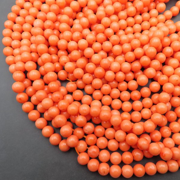 Koral pomarańczowy polerowane kulki 8 mm (sznur)