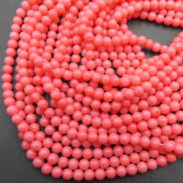 Koral różowy kulki 6 mm (sznur)