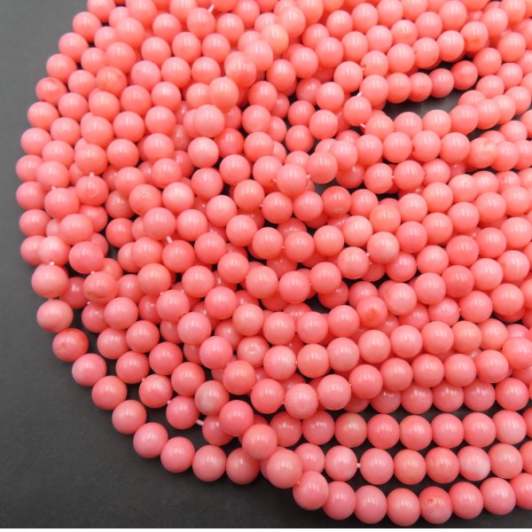 Koral różowy polerowane kulki 8 mm (sznur)