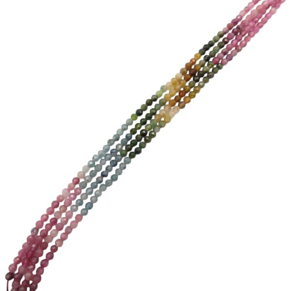 Turmalin kolorowy fasetowany kulki 3 mm (sznur 39 cm)