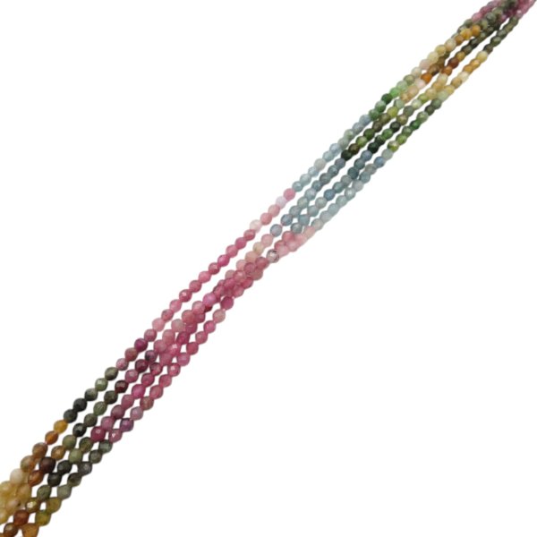 Turmalin kolorowy fasetowany kulki 3 mm (sznur 39 cm)