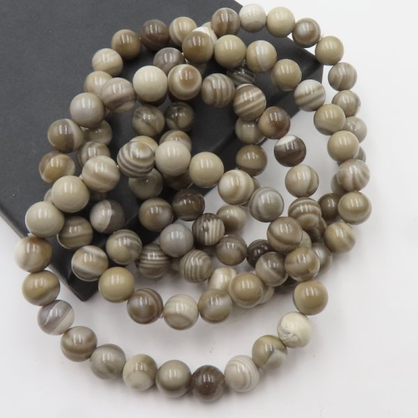Krzemień pasiasty 8 mm - bransoletka 18 lub 19 cm