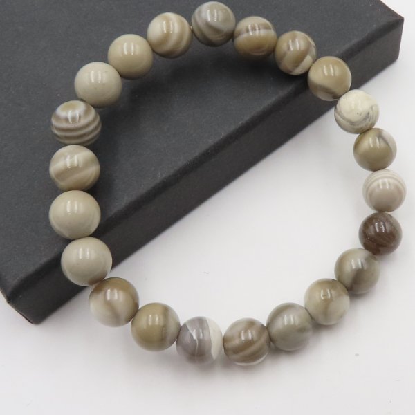 Krzemień pasiasty 8 mm - bransoletka 18 lub 19 cm