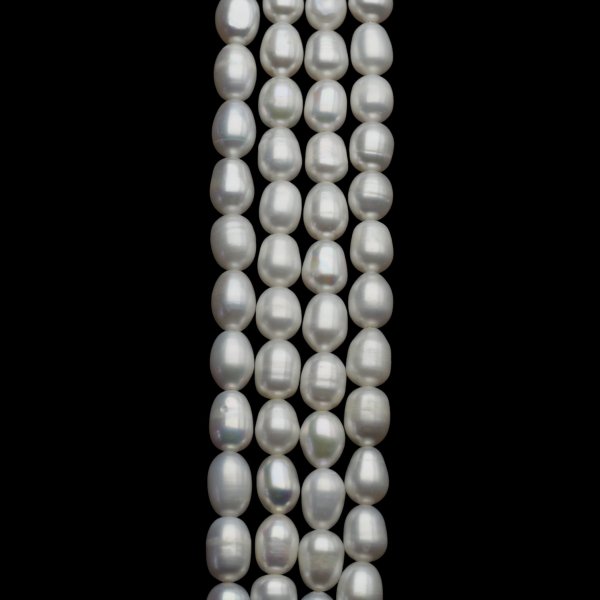 Perły Naturalne Hodowane białe ryż 6-6,5 nr 477 mm (sznur)