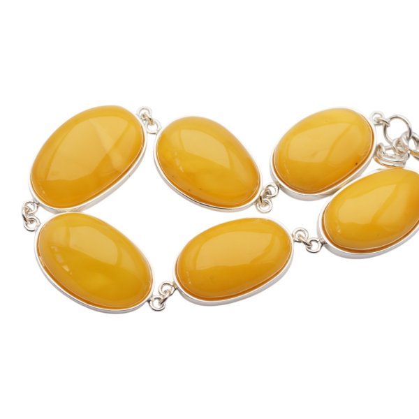 Mleczny Bursztyn i srebro - bransoletka 6 kamieni
