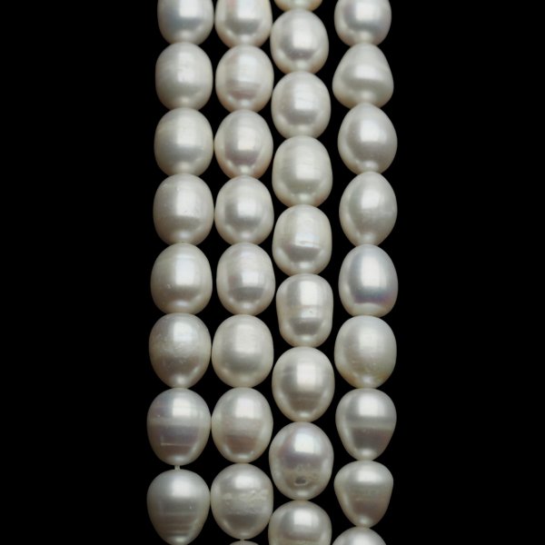 Perły Naturalne Hodowane białe ryż 9-10 mm nr 475 (sznur 36 cm)
