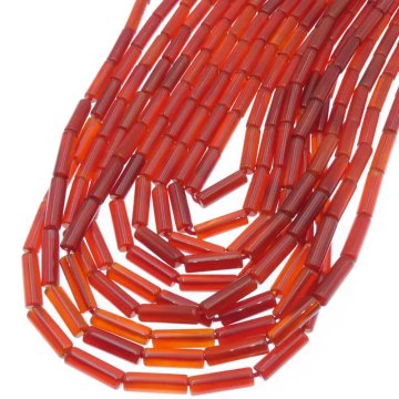 Agat czerwony rurki 13x4 mm (sznur)