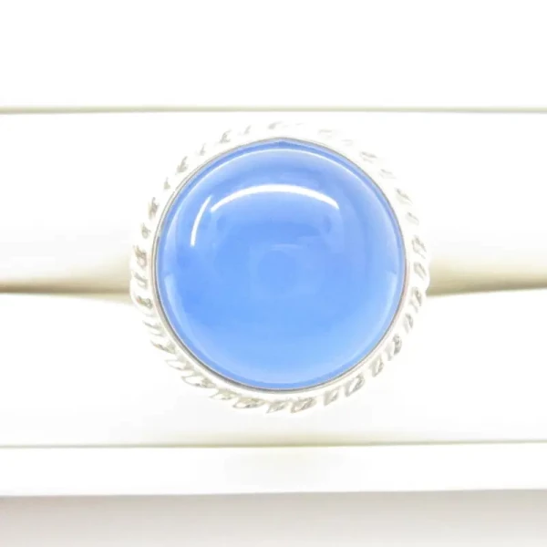 Agat niebieski w srebrze - pierścionek (Rozmiar Jubilerski 15, 20, 21) z regulacją