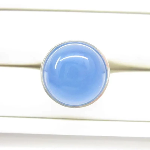 Agat niebieski w srebrze - pierścionek (Rozmiar Jubilerski 12) z regulacją
