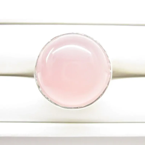 Agat różowy w srebrze młotkowanym - pierścionek (Rozmiar Jubilerski 14) z regulacją