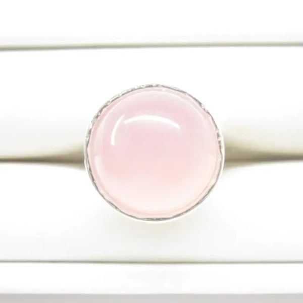 Agat różowy w srebrze młotkowanym - pierścionek (Rozmiar Jubilerski 12) z regulacją