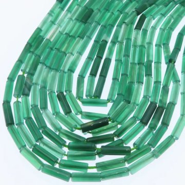 Agat zielony rurki 13x4 mm (sznur)
