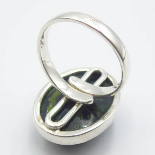 Azuryt w srebrze - pierścionek owal