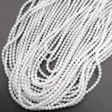 Cyrkon syntetyczny biały - fasetowane kulki 2 mm (sznur) 