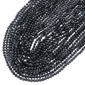 Cyrkon syntetyczny czarny - fasetowane kulki 2 mm (sznur) 