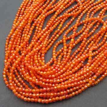 Cyrkon syntetyczny pomarańczowy - fasetowane kulki 2 mm (sznur) 