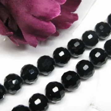 Kryształki czarne kulki 10mm (sznurek)
