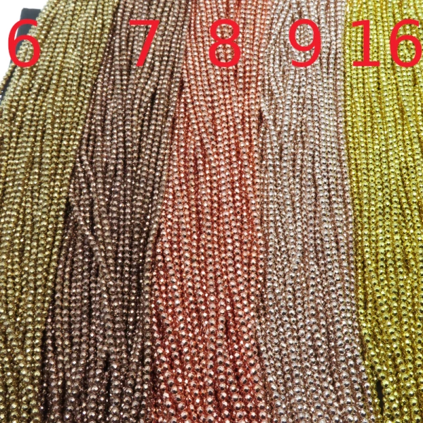 Hematyt 3mm fasetowany złocony AU - kulki (sznurek) różne odcienie do wyboru
