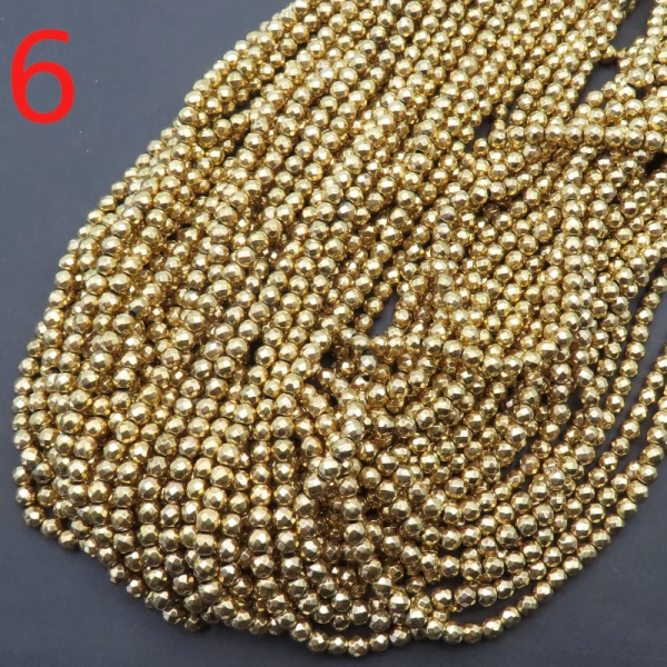 Hematyt 4mm fasetowany złocony AU - kulki (sznur) różne odcienie do wyboru